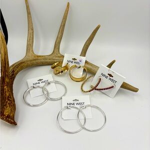 Nine West Gold and Silver Hoop Earrings Set